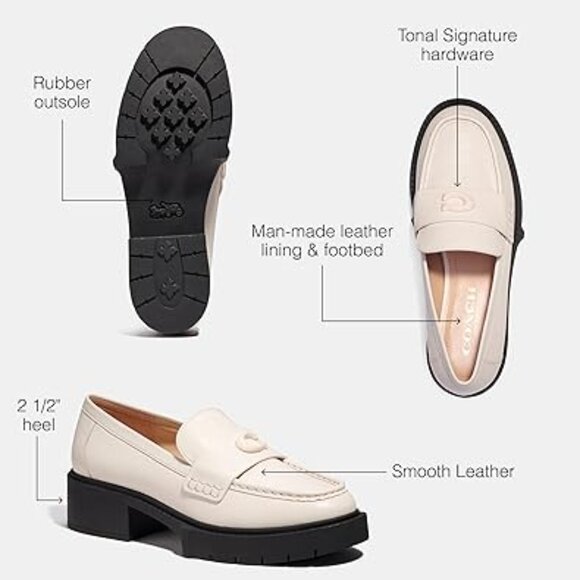 NWB Cream Coach - Leah notched sole loafers sz 9 - Picture 11 of 12